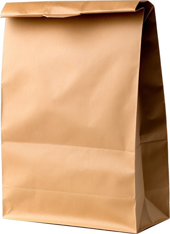 Brown paper lunch bag isolated.